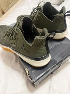 Jordan Men's DNA LX Olive Green Knit Training Sneakers with Gum Sole